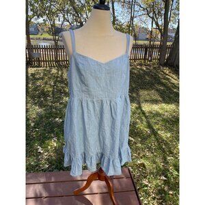 Y2K Denim Sundress Old Navy Size XXL Petite Blue Cotton Tiered Ruffle Hem